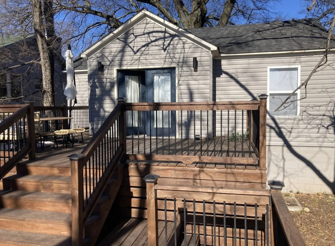 Finished wood deck and railing